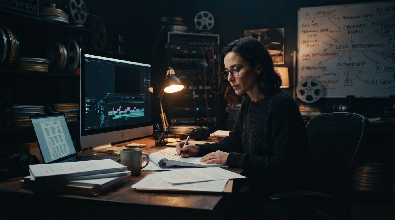 Editorial illustration for AI in Film and TV: Three Legal Battlegrounds Every Creator Needs to Understand